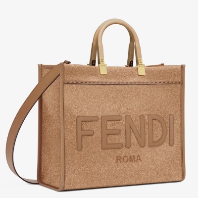 Fendi Sunshine Medium Shopper Bag In Brown Flannel LDBS241341