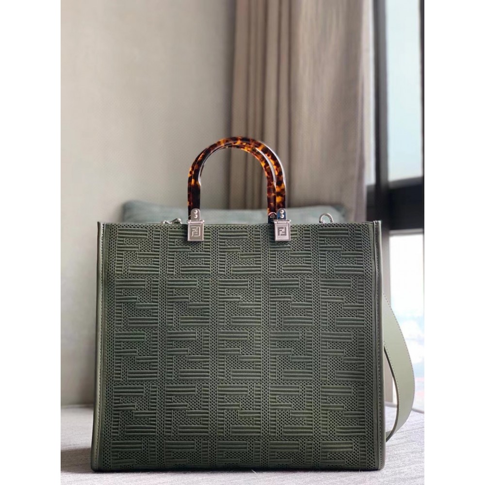 Fendi Sunshine Medium Shopper Bag In Green FF Fabric LDBS241342