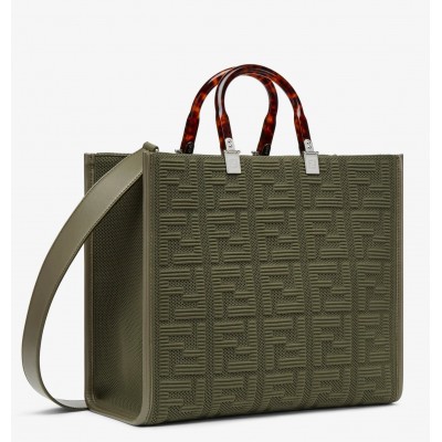 Fendi Sunshine Medium Shopper Bag In Green FF Fabric LDBS241342