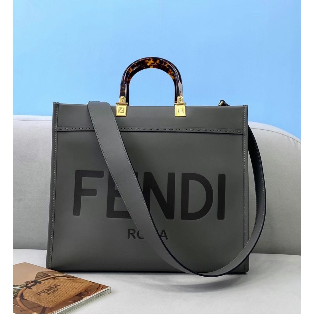 Fendi Sunshine Medium Shopper Bag In Grey Calfskin LDBS241343