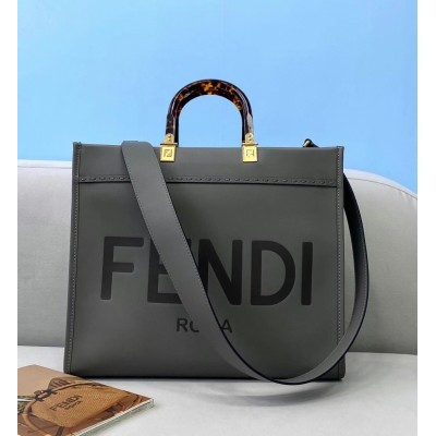 Fendi Sunshine Medium Shopper Bag In Grey Calfskin LDBS241343