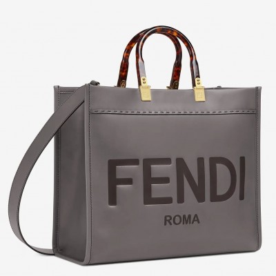 Fendi Sunshine Medium Shopper Bag In Grey Calfskin LDBS241343