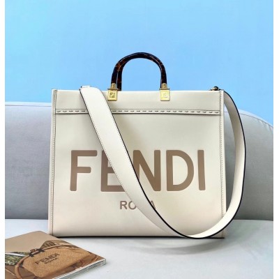 Fendi Sunshine Medium Shopper Bag In White Calfskin LDBS241344