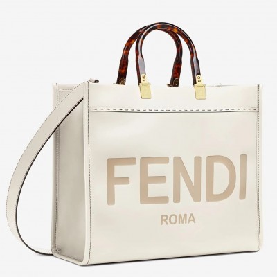 Fendi Sunshine Medium Shopper Bag In White Calfskin LDBS241344