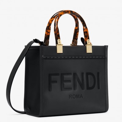 Fendi Sunshine Small Tote Bag In Black Calfskin LDBS241354