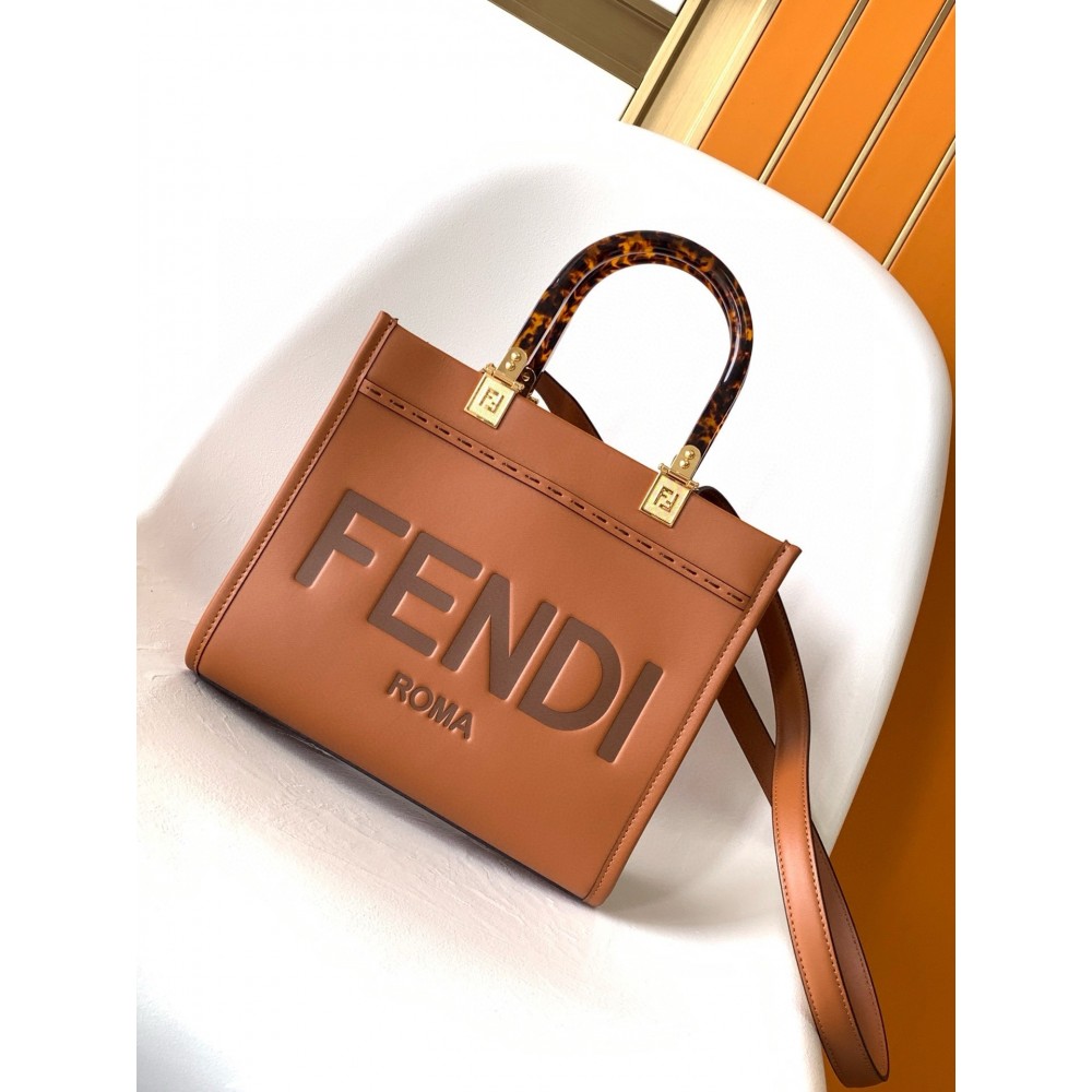 Fendi Sunshine Small Tote Bag In Brown Calfskin LDBS241356