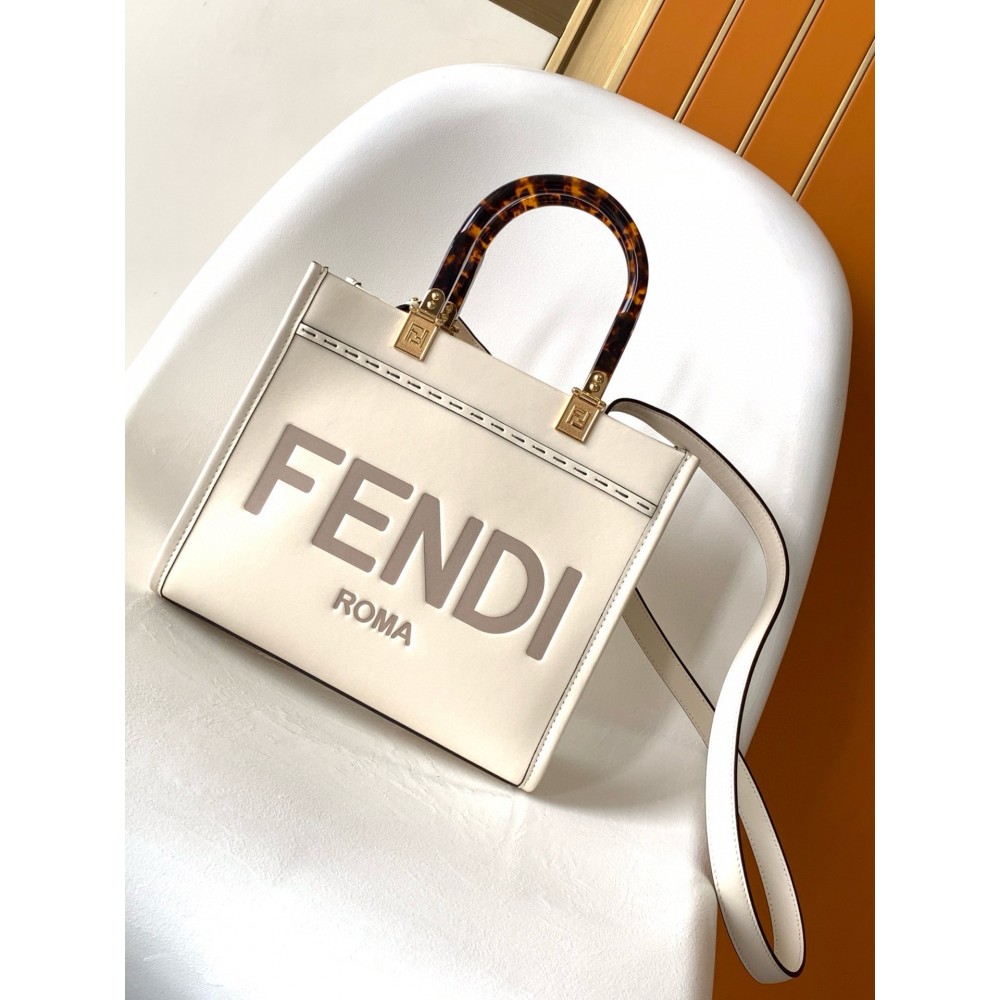 Fendi Sunshine Small Tote Bag In White Calfskin LDBS241358