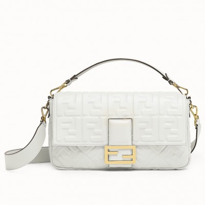 Fendi White FF Motif Large Baguette Bag LDBS241361