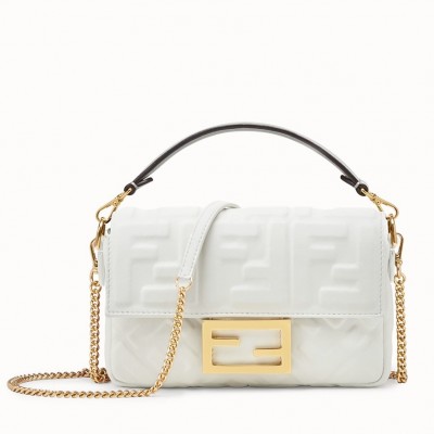 Fendi White FF Motif Mini Baguette Bag LDBS241362