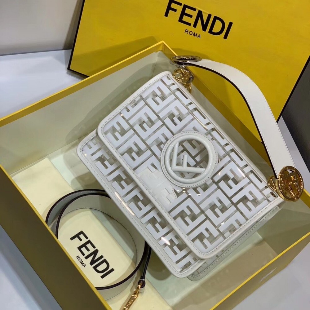 Fendi White Kan I F Bag In Transparent PU LDBS241363