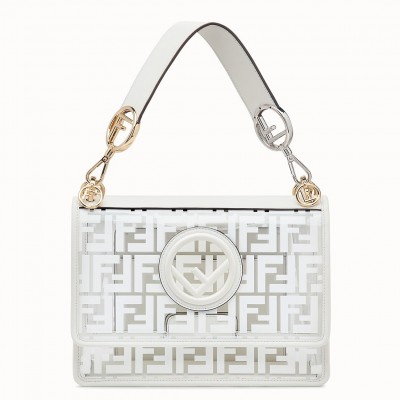 Fendi White Kan I F Bag In Transparent PU LDBS241363