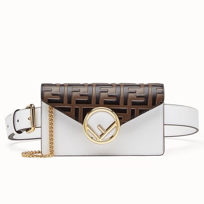 Fendi White Kan I F Belt Bag With FF Motif LDBS241364