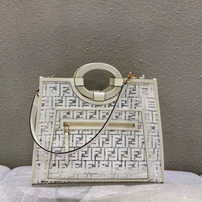 Fendi White Large PU Runaway Shopper Bag LDBS241365