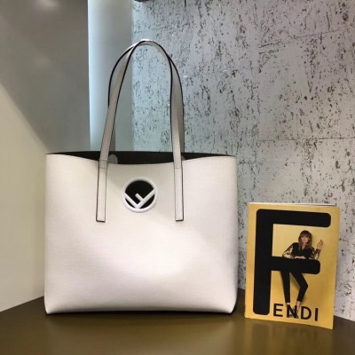 Fendi White Leather Logo Shopper Bag LDBS241366