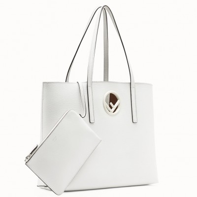 Fendi White Leather Logo Shopper Bag LDBS241366