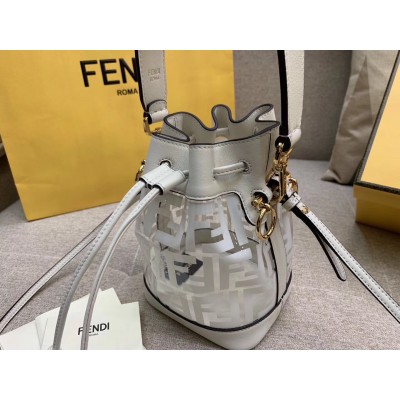 Fendi White Mon Tresor Mini Bucket Bag In Transparent PU LDBS241367