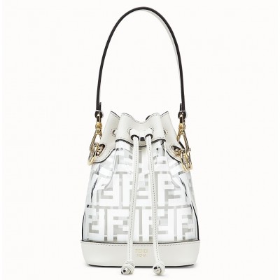 Fendi White Mon Tresor Mini Bucket Bag In Transparent PU LDBS241367