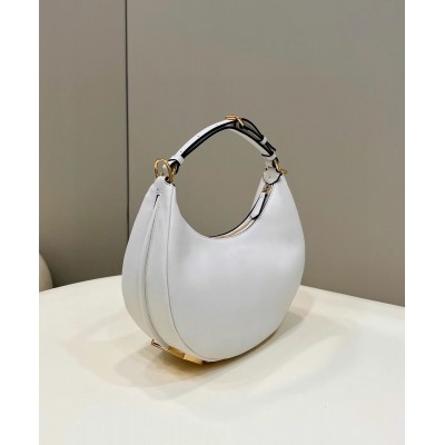 Fendi Fendigraphy Small Hobo Bag In White Leather