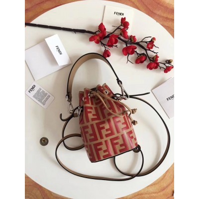 Fendi FF Mon Tresor Mini Bucket Bag In Beige Calfskin