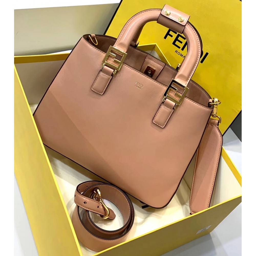 Fendi FF Tote Small Bag In Pink Calfskin