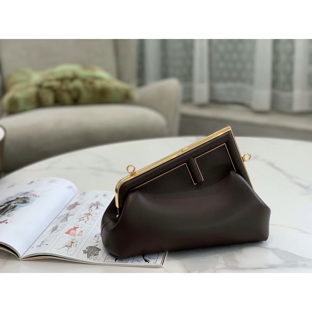 Fendi First Small Bag In Chocolate Nappa Leather