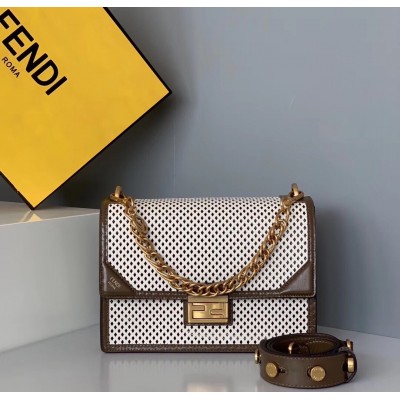 Fendi Kan U Bag In White Perforated Calf Leather