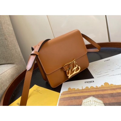 Fendi Karligraphy Bag In Brown Calfskin Leather