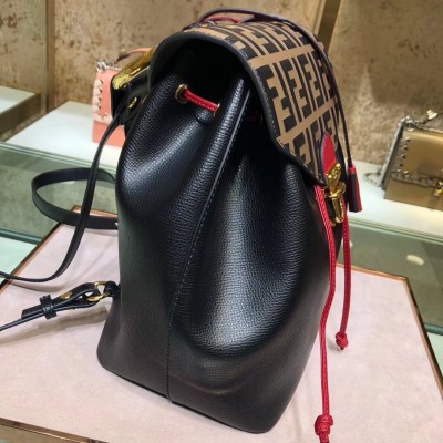 Fendi Logo Embossed Leather Multicolor Backpack