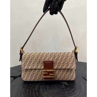 Fendi Medium Baguette 1997 Bag In Beige Split Leather