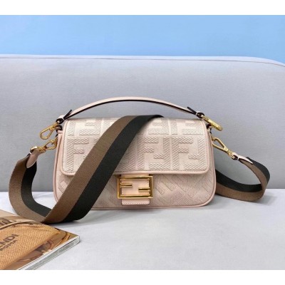 Fendi Medium Baguette Bag In Pink FF Canvas