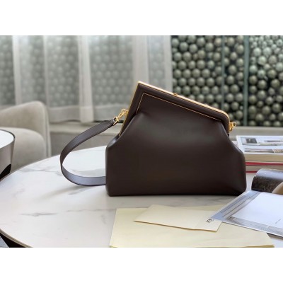 Fendi Medium First Bag In Chocolate Nappa Leather