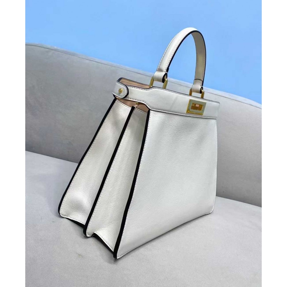 Fendi Peekaboo ISeeU Medium Bag In White Leather