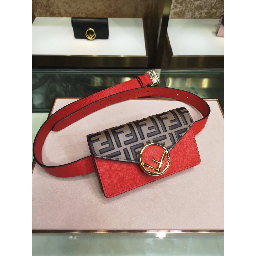 Fendi Red Kan I F Belt Bag With FF Motif