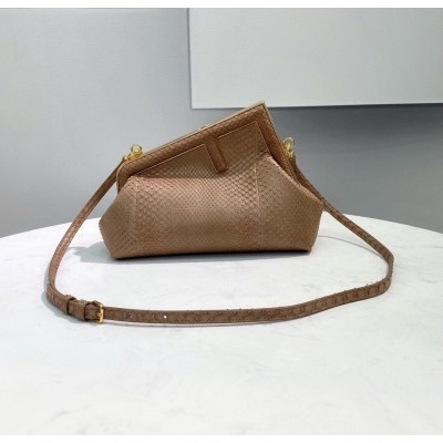 Fendi Small First Bag In Beige Python Leather