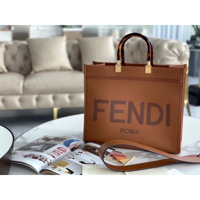 Fendi Sunshine Medium Tote Bag In Brown Calfskin