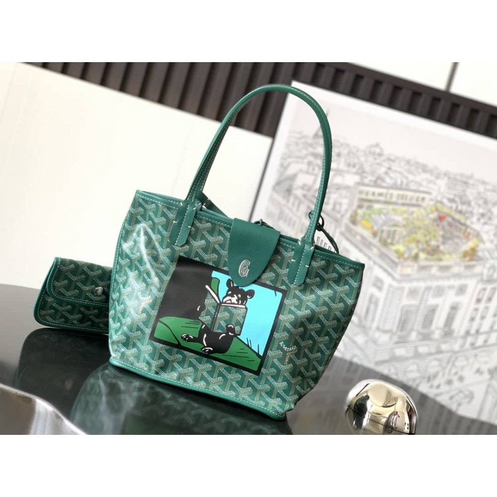 Goyard Anjou Mini Bag French Bulldog Green LDBS247825