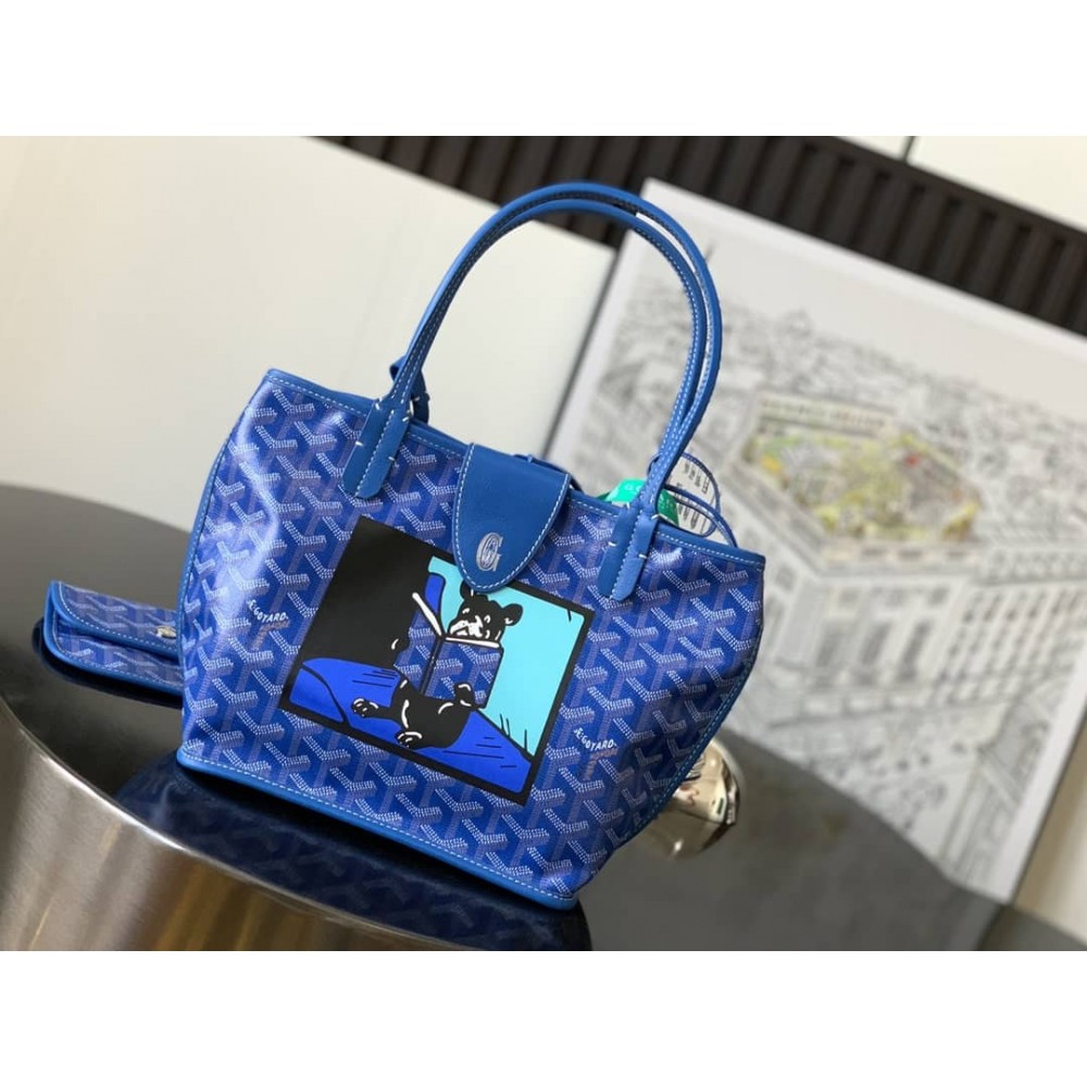 Goyard Anjou Mini Bag French Bulldog Sky Blue LDBS247827