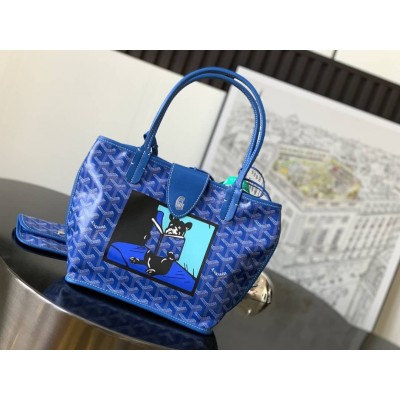 Goyard Anjou Mini Bag French Bulldog Sky Blue LDBS247827