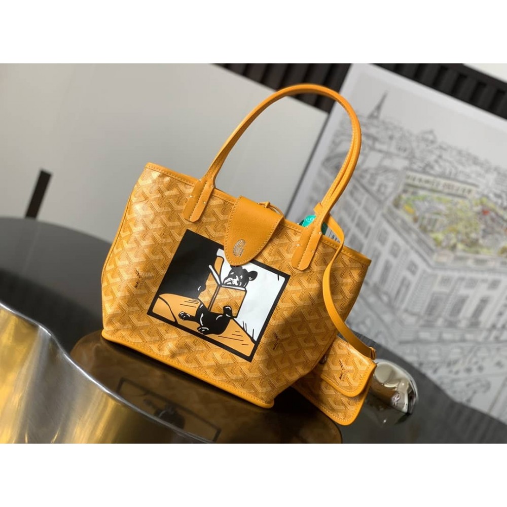 Goyard Anjou Mini Bag French Bulldog Yellow LDBS247829