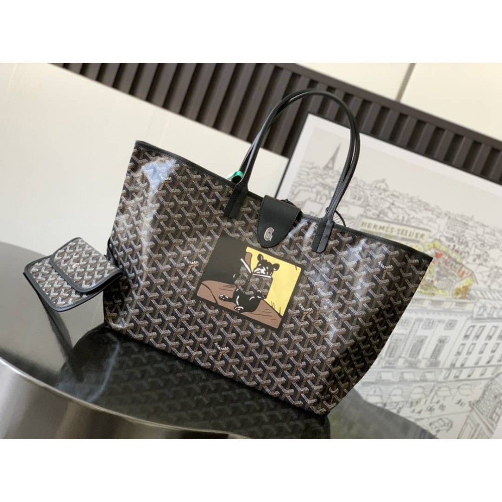 Goyard Saint Louis PM Bag French Bulldog Black LDBS247909