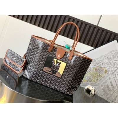 Goyard Saint Louis PM Bag French Bulldog Black & Tan LDBS247910