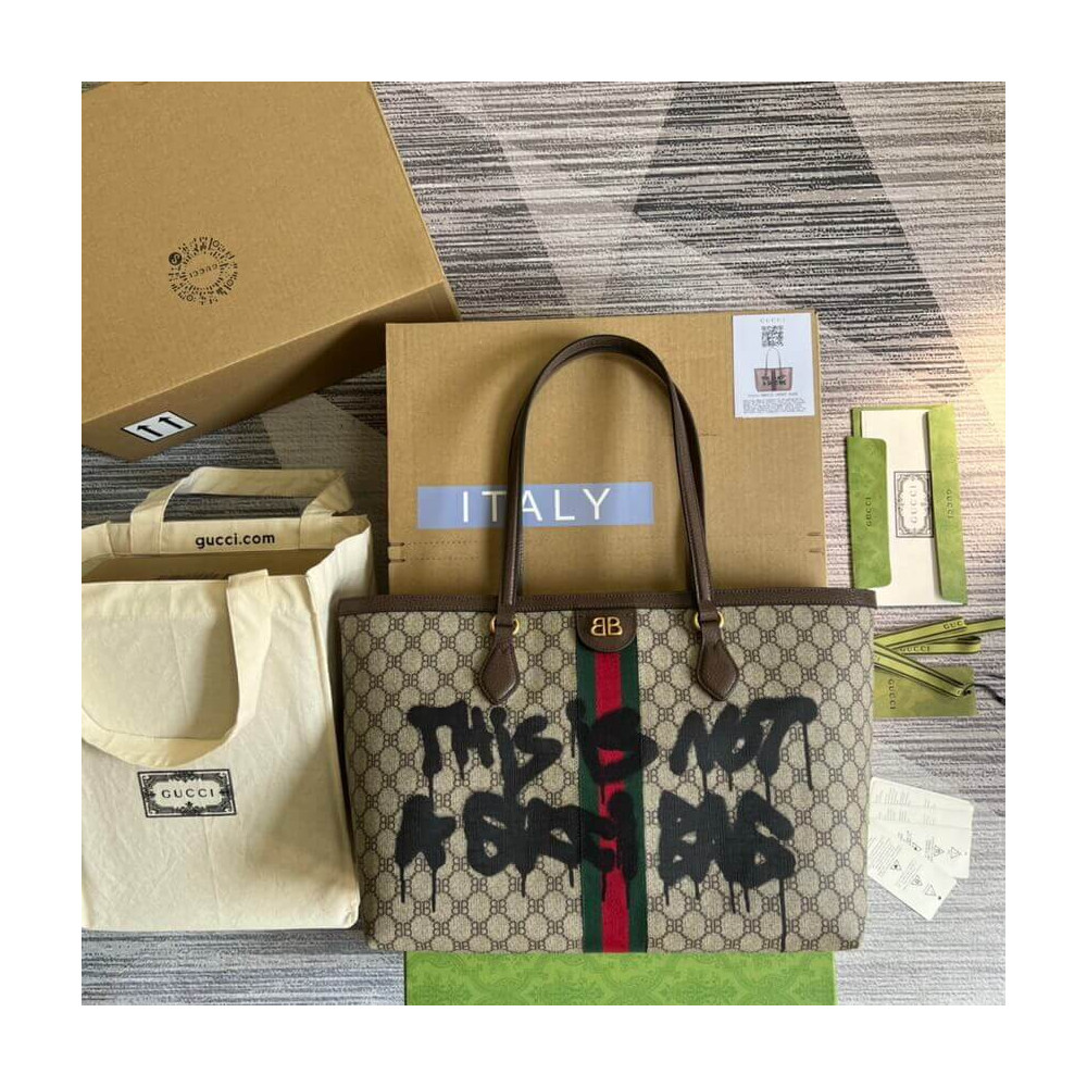 Balenciaga x Gucci Hacker Graffiti Medium Tote Bag Beige 680125 LDBS16147