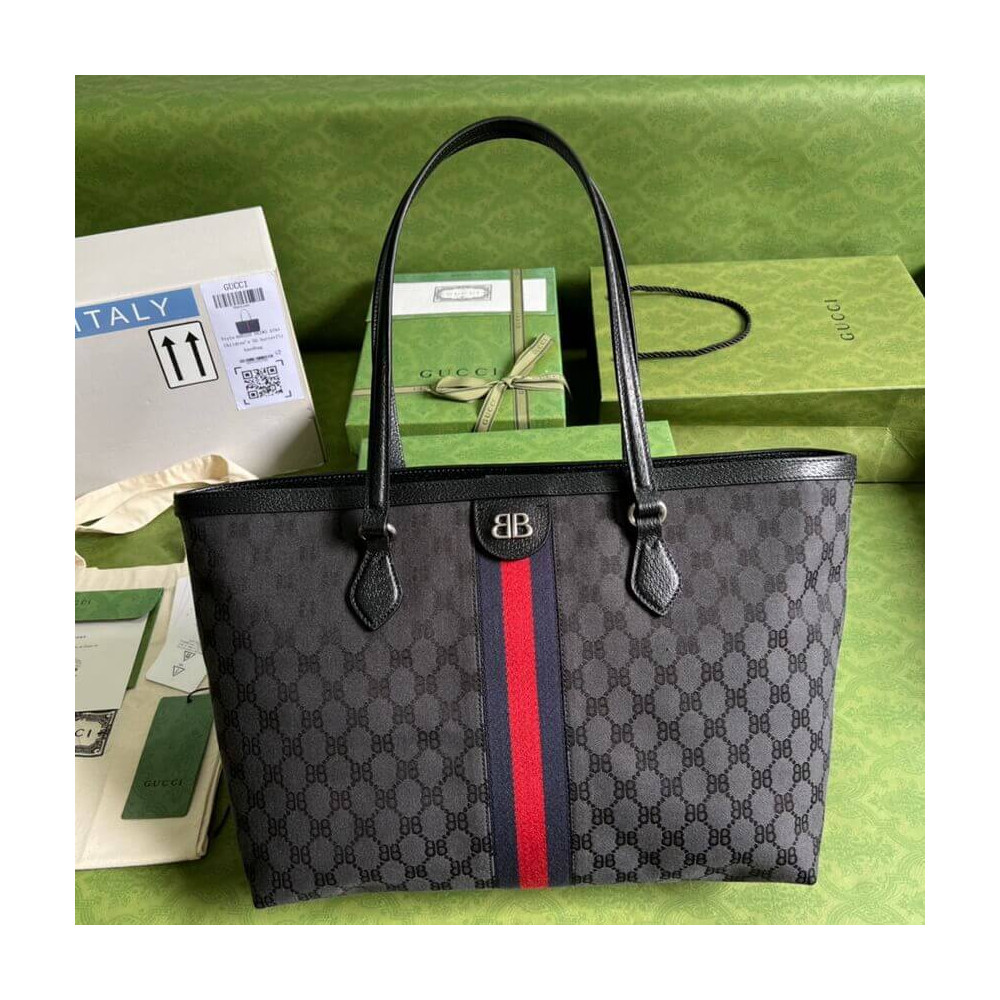 Balenciaga x Gucci Hacker Medium Tote Bag Black 680125 LDBS16151