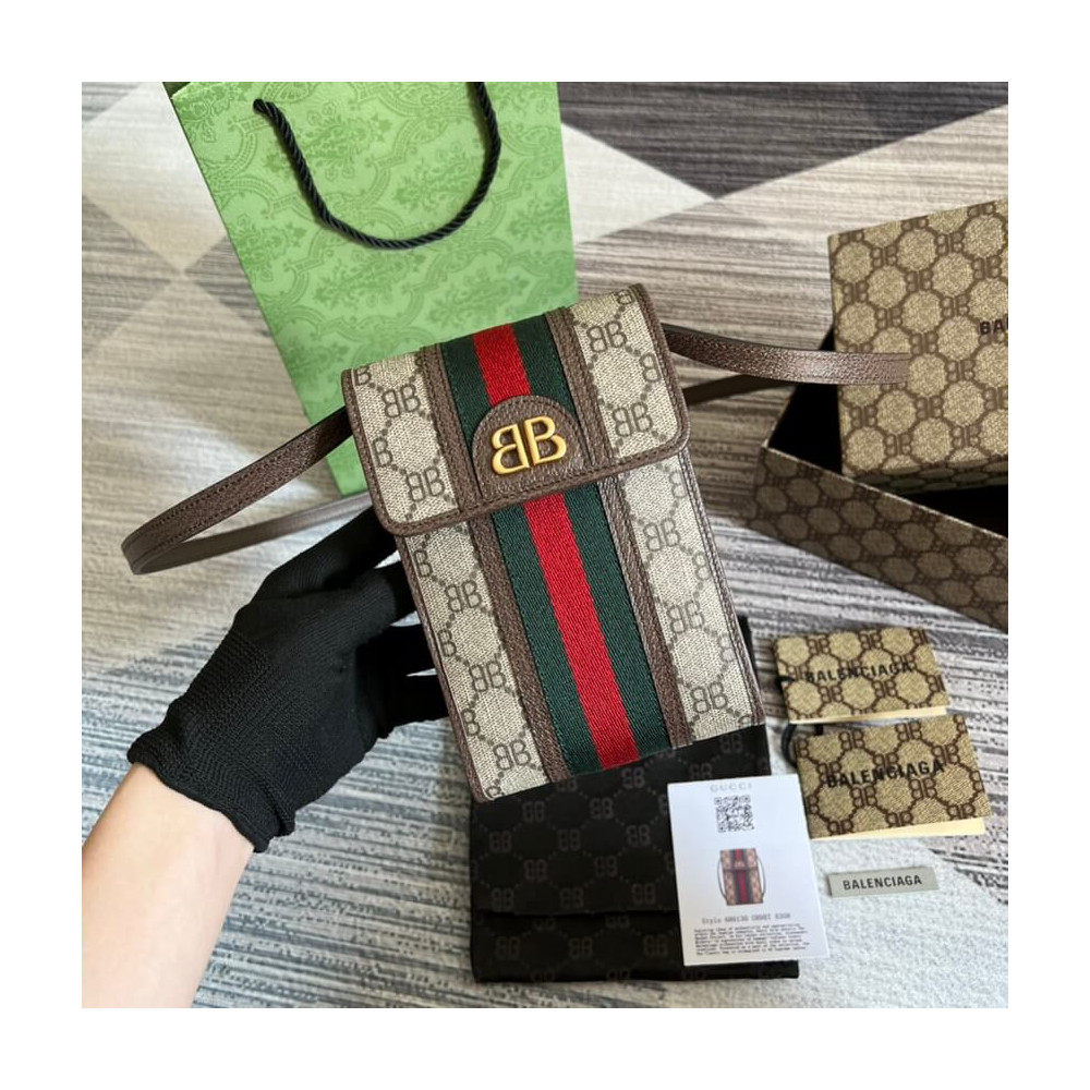 Balenciaga x Gucci Hacker Phone Bag Coffee 680130 LDBS16155