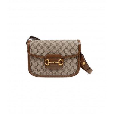 Gucci 1955 Horsebit Brown GG Supreme Canvas Shoulder Bag 602204 LDBS16265