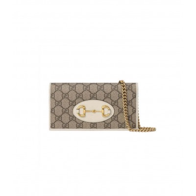 Gucci 1955 Horsebit Wallet With Chain White 621892 LDBS16616