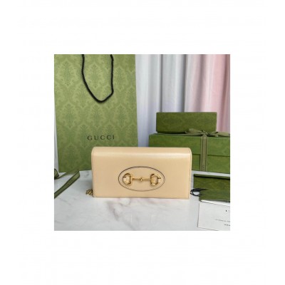 Gucci 1955 Horsebit Wallet With Chain in Beige Leather 621892 LDBS16615