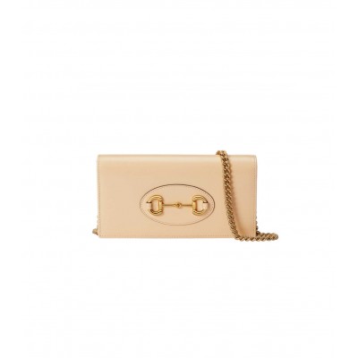 Gucci 1955 Horsebit Wallet With Chain in Beige Leather 621892 LDBS16615