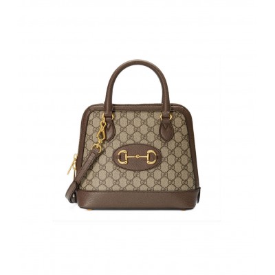 Gucci 1955 Horsebit mall Top Handle Bag In Brown GG Supreme Canvas 621220 LDBS16266