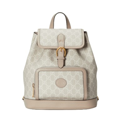 Gucci Backpack with Interlocking G Oatmeal Leather 674147 LDBS16140